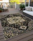 LOOMLAN Rugs Bellaya Black Washable Indoor-Outdoor Rug