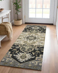 LOOMLAN Rugs Bellaya Black Washable Indoor-Outdoor Rug