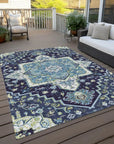LOOMLAN Rugs Bellaya Navy Washable Indoor-Outdoor Rug