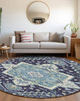 LOOMLAN Rugs Bellaya Navy Washable Indoor-Outdoor Rug