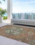 LOOMLAN Rugs Bellaya Rust Washable Indoor-Outdoor Rug