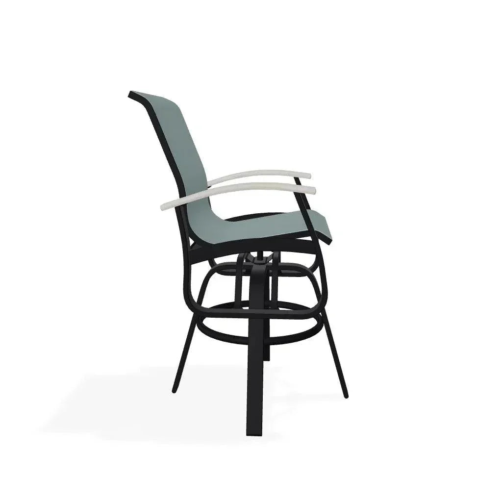Belle Isle Sling Bar Height Swivel MGP Arm Chair-Outdoor Bar Stools-Telescope-LOOMLAN