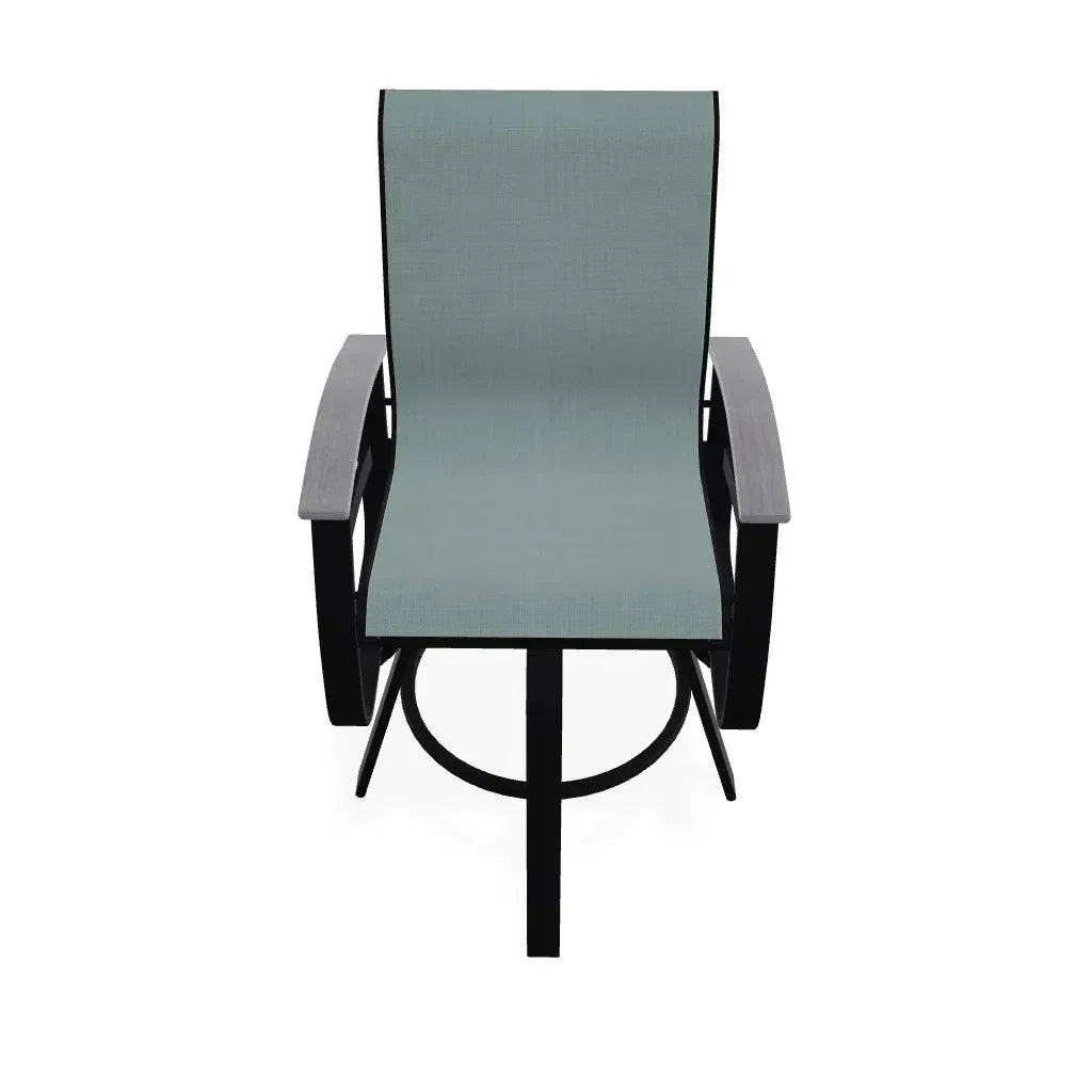 Belle Isle Sling Bar Height Swivel MGP Arm Chair-Outdoor Bar Stools-Telescope-LOOMLAN