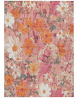 LOOMLAN Rugs Beshira Pink Washable Indoor-Outdoor Rug