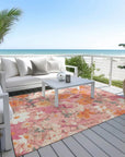 LOOMLAN Rugs Beshira Pink Washable Indoor-Outdoor Rug
