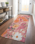 LOOMLAN Rugs Beshira Pink Washable Indoor-Outdoor Rug