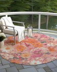 LOOMLAN Rugs Beshira Pink Washable Indoor-Outdoor Rug