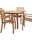 Birmingham 5PC Square Outdoor Table Set Stacking Chairs - LOOMLAN - HiTeak - Outdoor Dining Sets