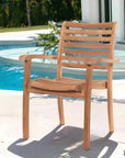 Birmingham 5PC Square Outdoor Table Set Stacking Chairs - LOOMLAN - HiTeak - Outdoor Dining Sets