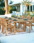 Birmingham 7 - PC Outdoor Extendable Table Set & Chairs - LOOMLAN - HiTeak - Outdoor Dining Sets