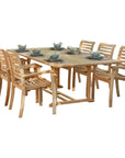 Birmingham 7 - PC Outdoor Extendable Table Set & Chairs - LOOMLAN - HiTeak - Outdoor Dining Sets