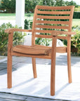 Birmingham Stacking Teak Outdoor Dining Armchair 4PC - LOOMLAN - HiTeak - Outdoor Dining Chairs