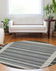 LOOMLAN Rugs Blazyn Black Washable Indoor-Outdoor Rug