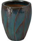 Emissary Breeze Round Teal Ceramic Planter