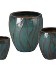 Emissary Breeze Round Teal Ceramic Planter