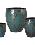 Emissary Breeze Round Teal Ceramic Planter