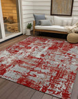 LOOMLAN Rugs Caelan Red Washable Indoor-Outdoor Rug