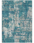 LOOMLAN Rugs Caelan Teal Washable Indoor-Outdoor Rug