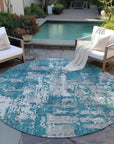 LOOMLAN Rugs Caelan Teal Washable Indoor-Outdoor Rug