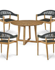 Cambria 5PC Round Outdoor Dining Set Stacking Armchairs - LOOMLAN - HiTeak - Outdoor Dining Sets