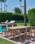 Cambria 7PC Outdoor Dining Set Stacking Armchairs - LOOMLAN - HiTeak - Outdoor Dining Sets