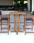 Captain 3PC Square Teak Outdoor Bar Height Dining Set - LOOMLAN - HiTeak - Outdoor Bistro Sets