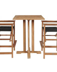Captain 3PC Square Teak Outdoor Bar Height Dining Set - LOOMLAN - HiTeak - Outdoor Bistro Sets
