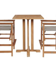 Captain 3PC Square Teak Outdoor Bar Height Dining Set - LOOMLAN - HiTeak - Outdoor Bistro Sets