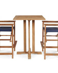 Captain 3PC Square Teak Outdoor Bar Height Dining Set - LOOMLAN - HiTeak - Outdoor Bistro Sets