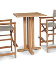 Captain 3PC Square Teak Outdoor Bar Height Dining Set - LOOMLAN - HiTeak - Outdoor Bistro Sets