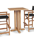 Captain 3PC Square Teak Outdoor Bar Height Dining Set - LOOMLAN - HiTeak - Outdoor Bistro Sets