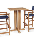 Captain 3PC Square Teak Outdoor Bar Height Dining Set - LOOMLAN - HiTeak - Outdoor Bistro Sets