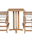 Captain 3PC Square Teak Outdoor Bar Height Dining Set - LOOMLAN - HiTeak - Outdoor Bistro Sets