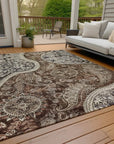 LOOMLAN Rugs Carmina Brown Washable Indoor-Outdoor Rug