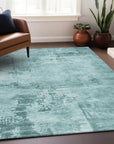 LOOMLAN Rugs Cassiva Blue Washable Indoor-Outdoor Rug