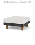 Lloyd Flanders Catalina Ottoman All Weather Wicker & Teak Wood