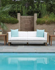 Catalina Wicker 90" Sofa Teak Tables Made USA - LOOMLAN - Lloyd Flanders - Outdoor Lounge Sets