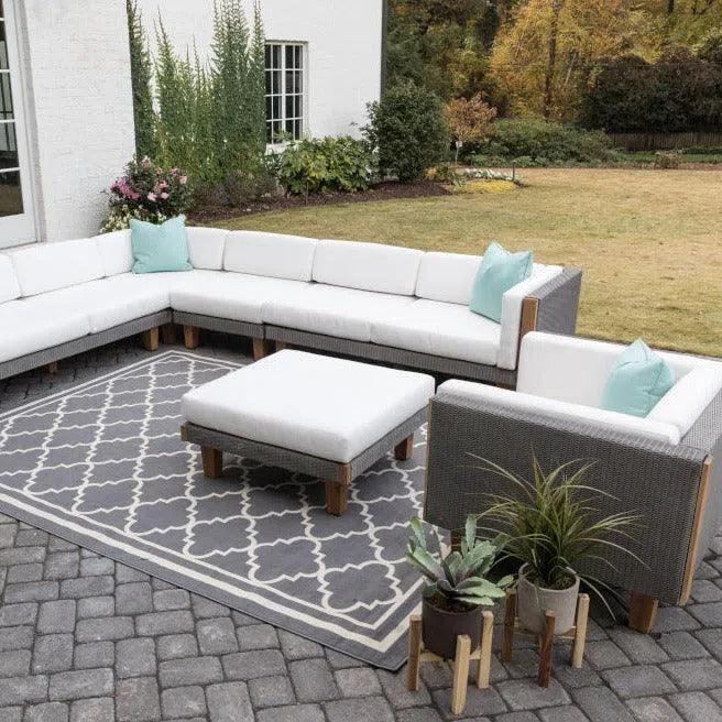Catalina Wicker Modular Set Lounge Chair Ottoman Table - LOOMLAN - Lloyd Flanders - Outdoor Modulars
