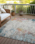 LOOMLAN Rugs Celera Teal Washable Indoor-Outdoor Rug