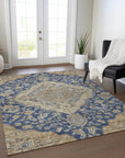LOOMLAN Rugs Celia Blue Washable Indoor-Outdoor Rug
