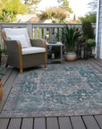 LOOMLAN Rugs Clarina Blue Washable Indoor-Outdoor Rug