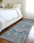 LOOMLAN Rugs Clarina Blue Washable Indoor-Outdoor Rug