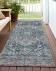 LOOMLAN Rugs Clarina Blue Washable Indoor-Outdoor Rug