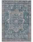 LOOMLAN Rugs Clarina Blue Washable Indoor-Outdoor Rug