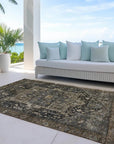 LOOMLAN Rugs Clarina Brown Washable Indoor-Outdoor Rug
