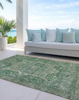 LOOMLAN Rugs Clarina Emerald Washable Indoor-Outdoor Rug