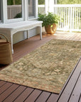 LOOMLAN Rugs Clarina Green Washable Indoor-Outdoor Rug