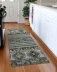 LOOMLAN Rugs Claritha Green Washable Indoor-Outdoor Rug