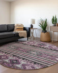 LOOMLAN Rugs Claritha Purple Washable Indoor-Outdoor Rug