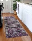 LOOMLAN Rugs Claritha Purple Washable Indoor-Outdoor Rug